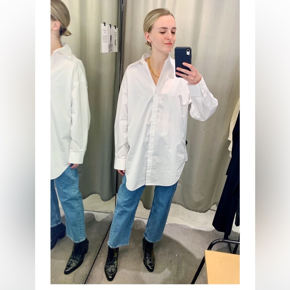 & Other Stories White Button-Down Oversized Shirt